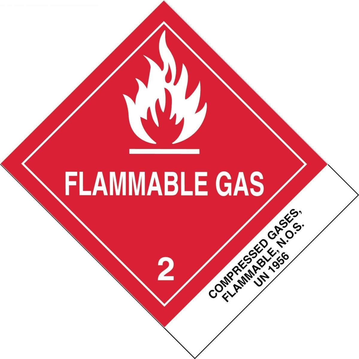 AccuformNMC MSS2 DOT Shipping Label, Hazard Class 2, Flammable Gas W/ ID Tab, Adhesive Coated Paper, 500/Roll