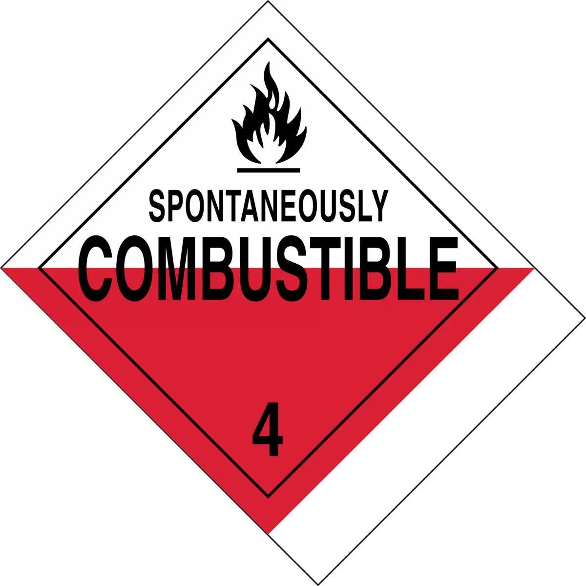 AccuformNMC MSS402 Proper Shipping Name Label, Hazard Class 4 - Spontaneously Combustible, 4" H x 4-3/4" W, 500/Roll