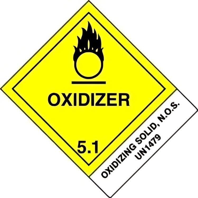 AccuformNMC MSS50 Proper Shipping Name Label, Hazard Class 5 - Oxidizer, Adhesive Coated Paper, 500/Roll