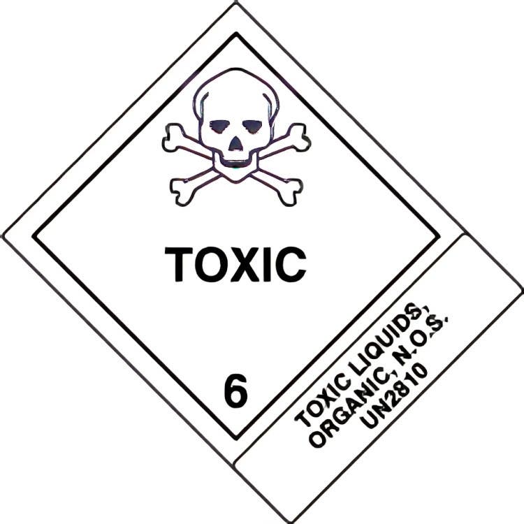 AccuformNMC MSS6 Proper Shipping Name Label, Hazard Class 6 - Toxic, 4" H x 4-3/4" W, Adhesive Coated Paper, 500/Roll