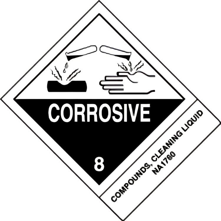 AccuformNMC MSS8 DOT Shipping Label, Hazard Class 8, Corrosive w/ ID Tab, Adhesive Coated Paper, 500/Roll