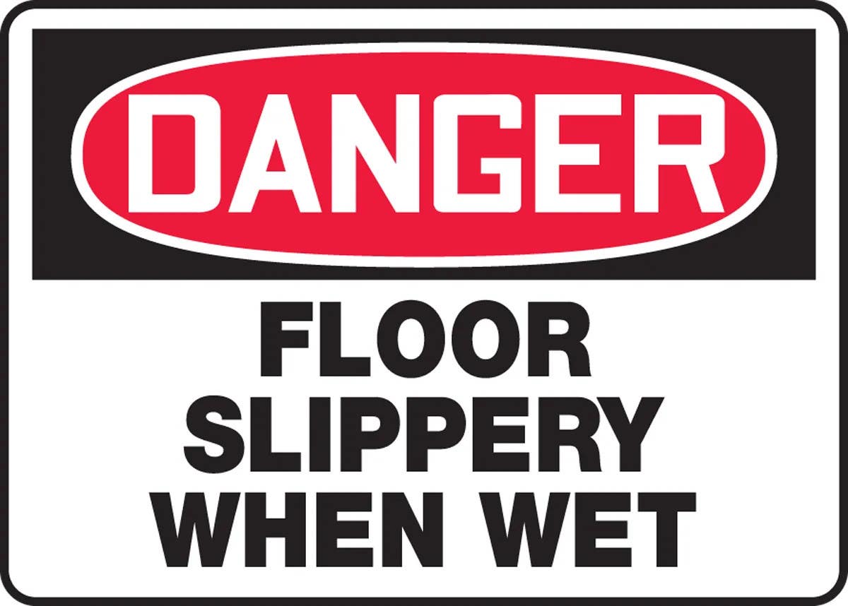 AccuformNMC MSTF103 OSHA Danger Safety Sign, Floor Slippery When Wet, 10" H x 14" W