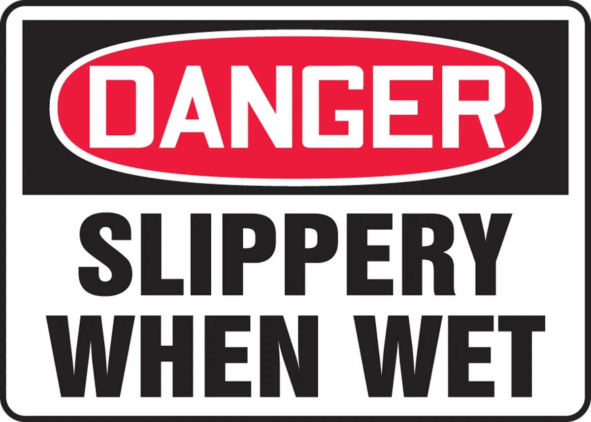 AccuformNMC MSTF104 OSHA Danger Safety Sign, Slippery When Wet, 10" H x 14" W