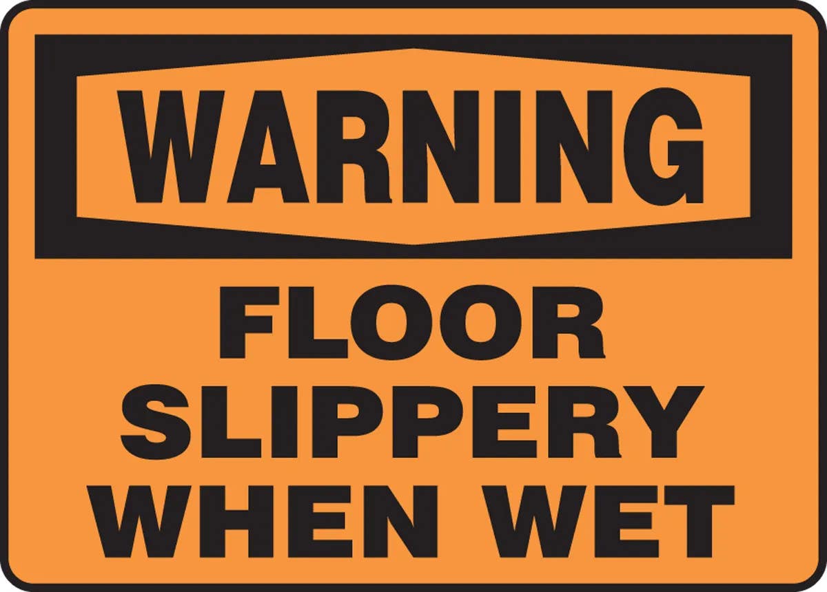 AccuformNMC MSTF303 OSHA Warning Safety Sign, Floor Slippery When Wet, 10" H x 14" W