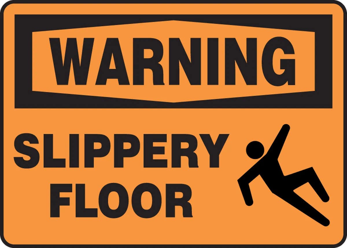AccuformNMC MSTF306 OSHA Warning Safety Sign, Slippery Floor, 10" H x 14" W