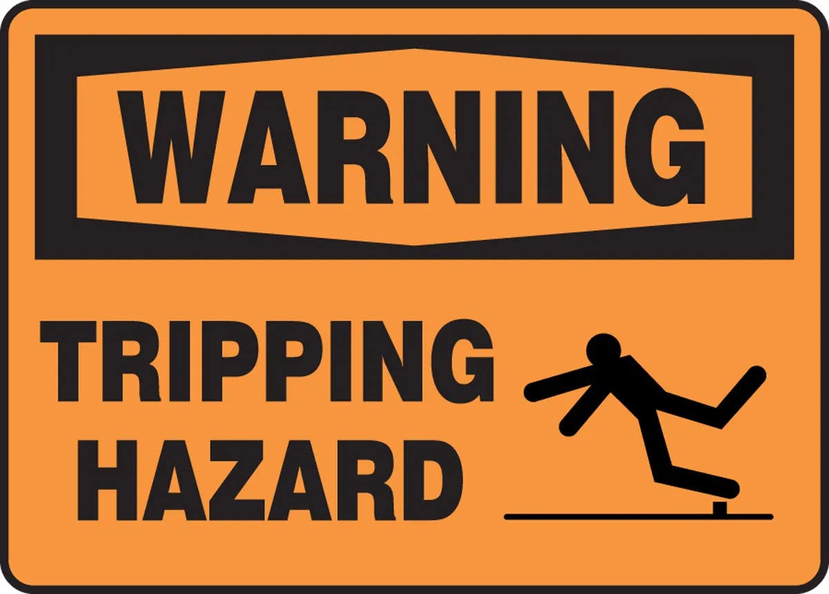 AccuformNMC MSTF309 OSHA Warning Safety Sign, Tripping Hazard, 10" H x 14" W