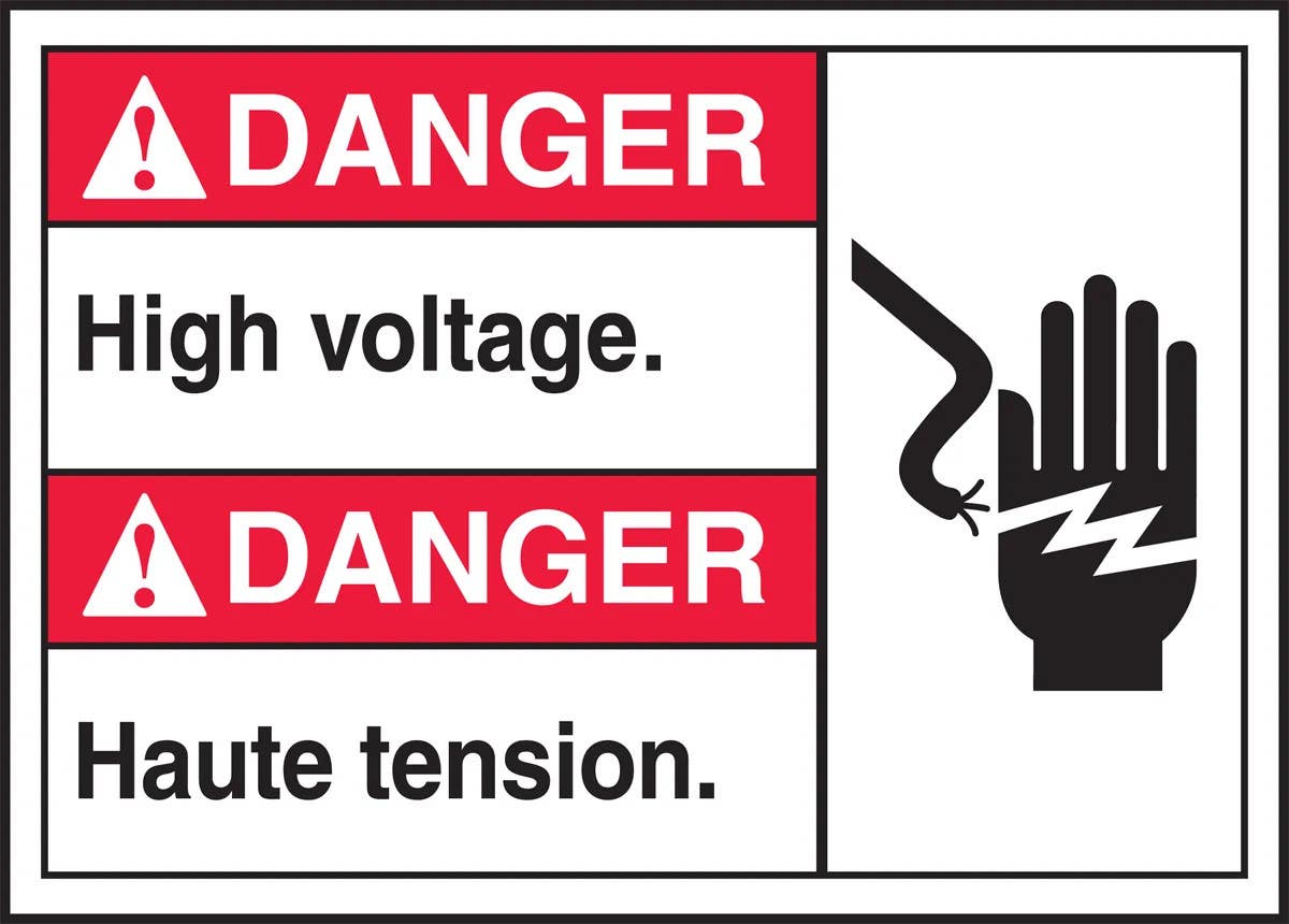 AccuformNMC MTAF205 Bilingual ANSI ISO Danger Visual Alert Safety Sign, High Voltage, 10" H x 14" W