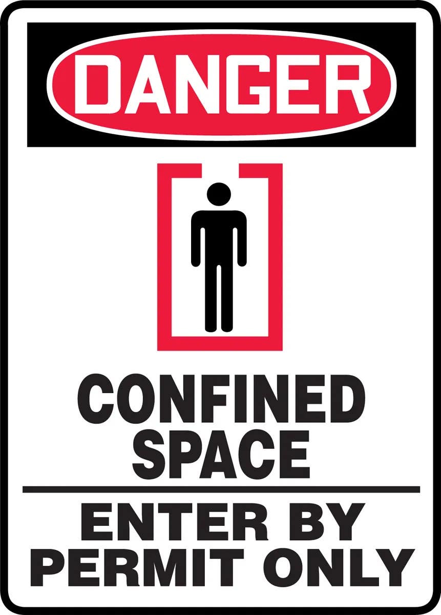 AccuformNMC MTDX040 OSHA Danger ANSI Safety Sign, Confined Space, Enter By Permit Only, 14" H x 10" W