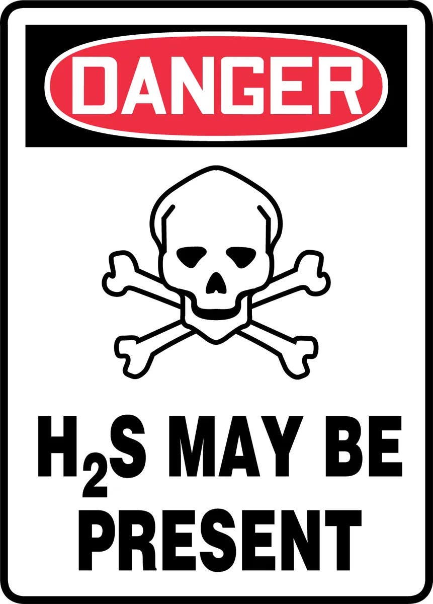 AccuformNMC MTDX091 OSHA Danger Safety Sign, H2S May Be Present, 14" H x 10" W