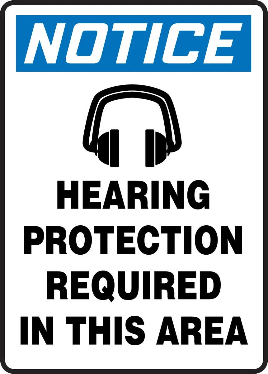 AccuformNMC MTDX803 OSHA Notice Safety Sign, Hearing Protection Required In This Area, 14" H x 10" W