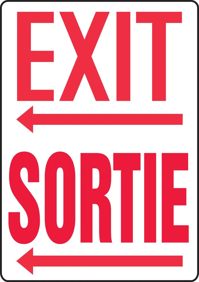AccuformNMC MTFC50 Bilingual OSHA Notice Safety Sign, Exit, Sortie, 14" H x 10" W