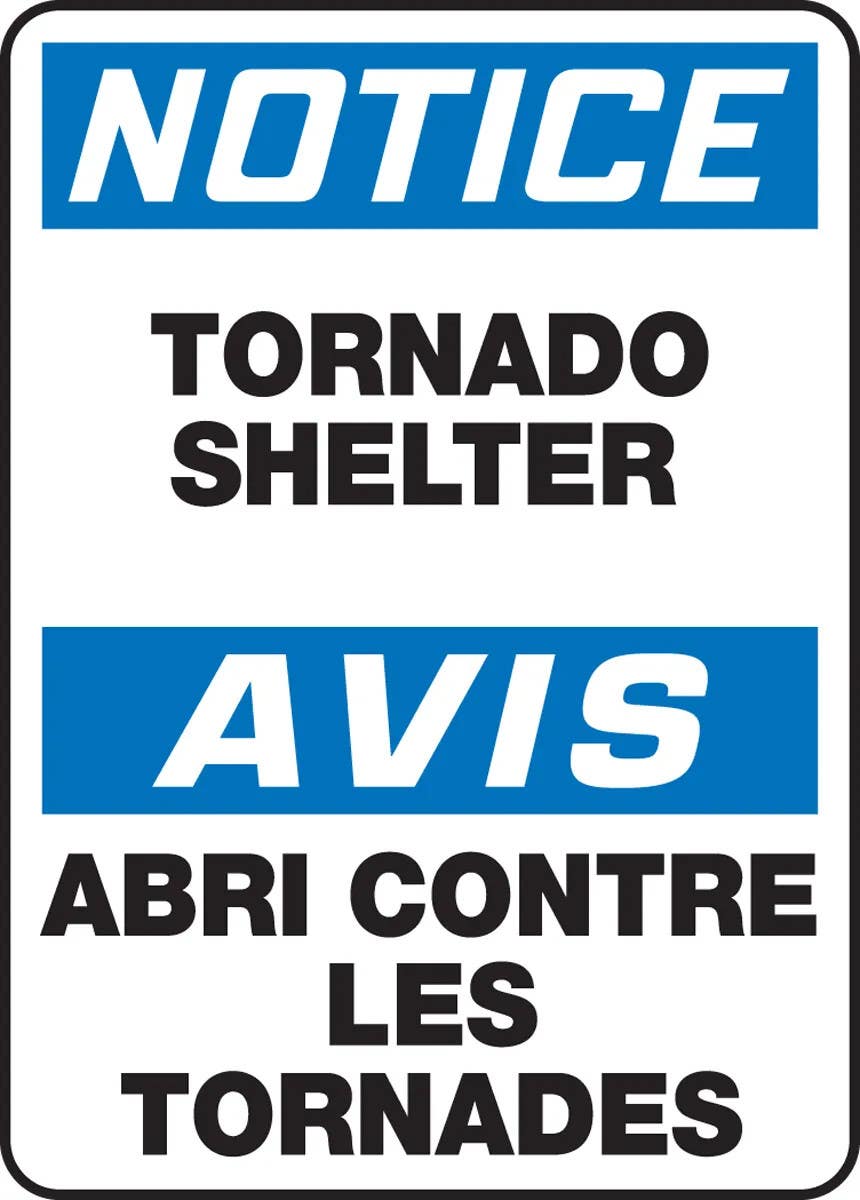 AccuformNMC MTFC814 OSHA Notice Safety Sign, Tornado Shelter, 14" H x 10" W