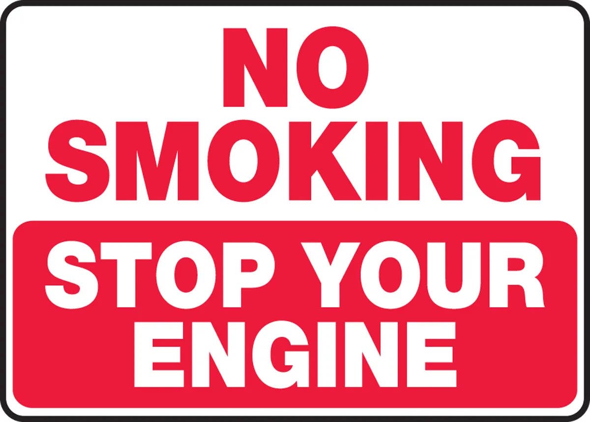 AccuformNMC MTKC504 No Smoking Safety Sign, Stop Your Engine, 10" H x 14" W