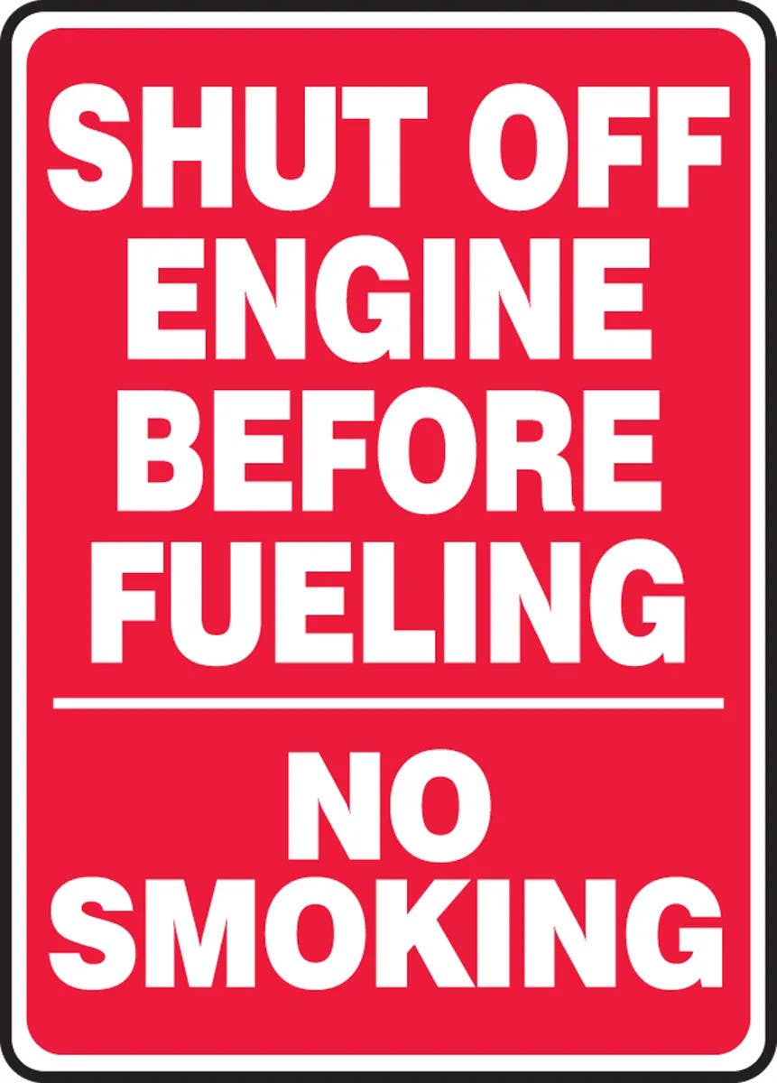 AccuformNMC MTKC519 Safety Sign, Shut Off Engine Before Fueling, No Smoking, 14" H x 10" W