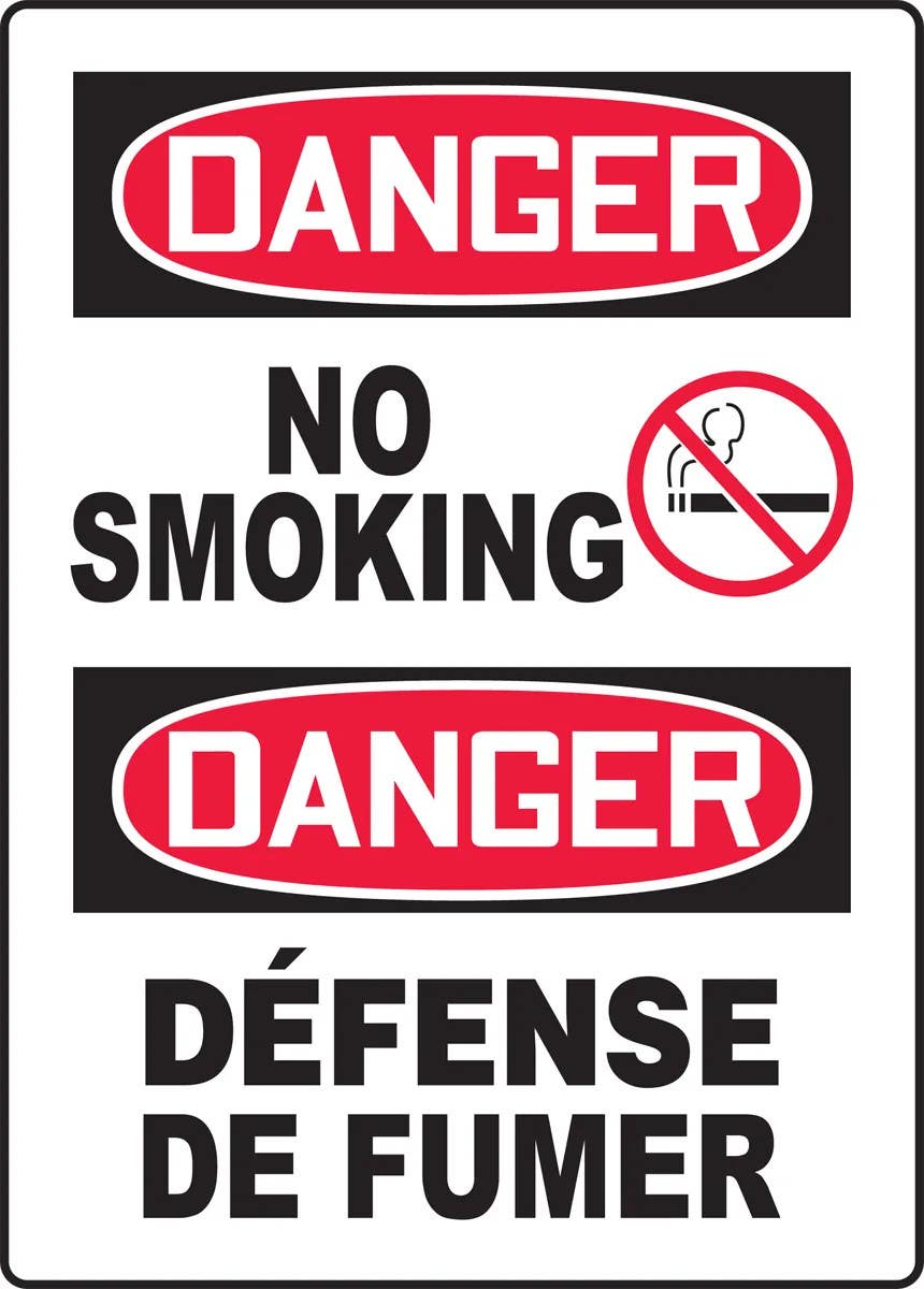 AccuformNMC MTLF119 Bilingual OSHA Danger Safety Sign, No Smoking, 14" H x 10" W