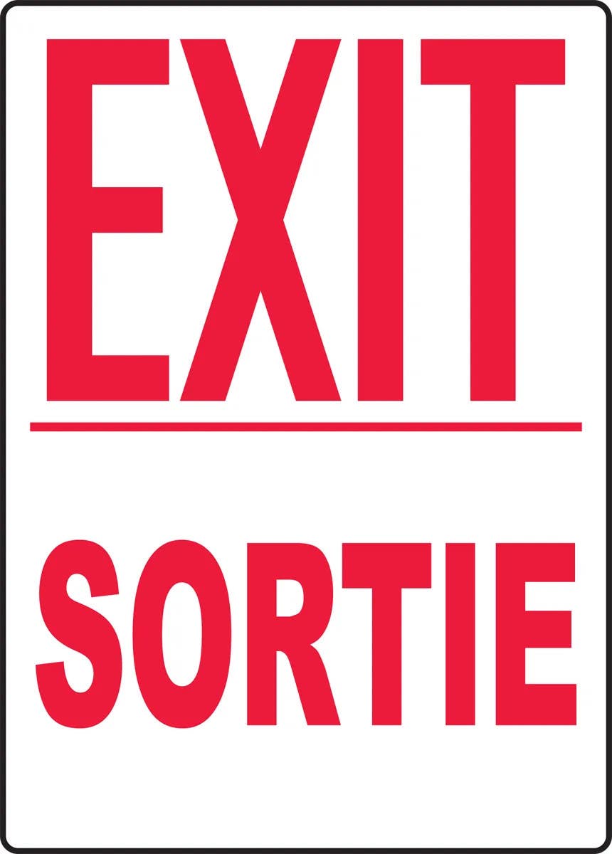 AccuformNMC MTLF517 Safety Sign, Exit, Sortie, 14" H x 10" W