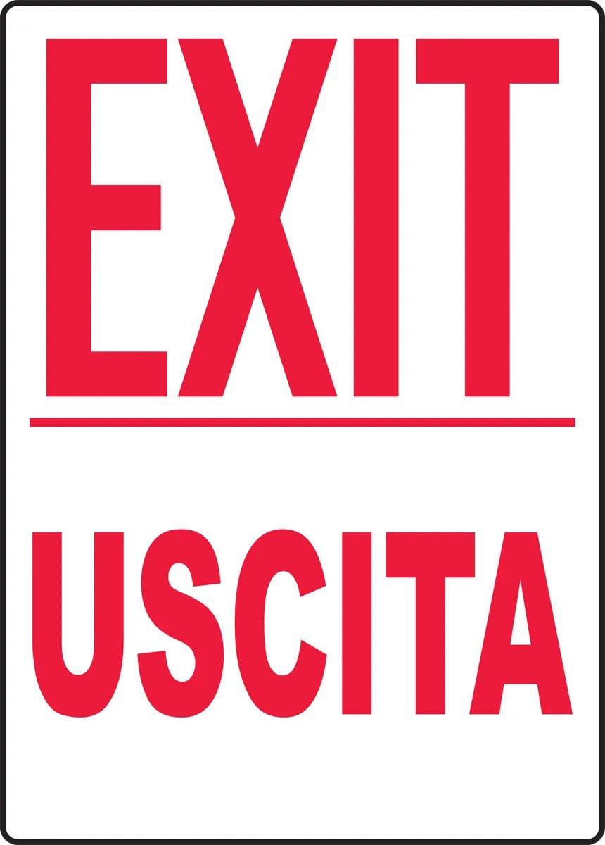 AccuformNMC MTLT519 Bilingual Safety Sign, Exit, 14" H x 10" W
