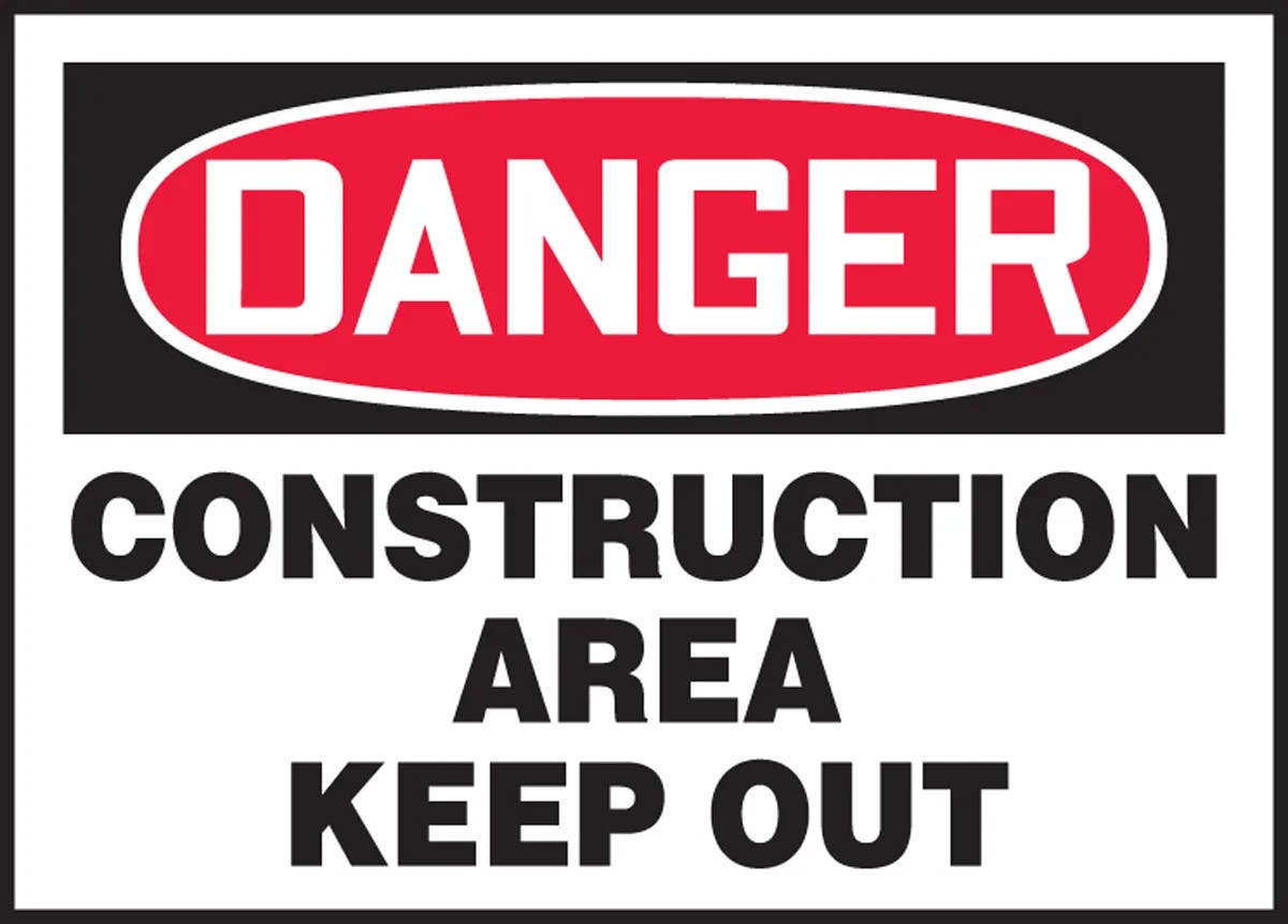 AccuformNMC MTMP101 OSHA Danger Signpad, Construction Area Keep Out, PF-Cardstock, 10" H x 14" W, 25/Pk