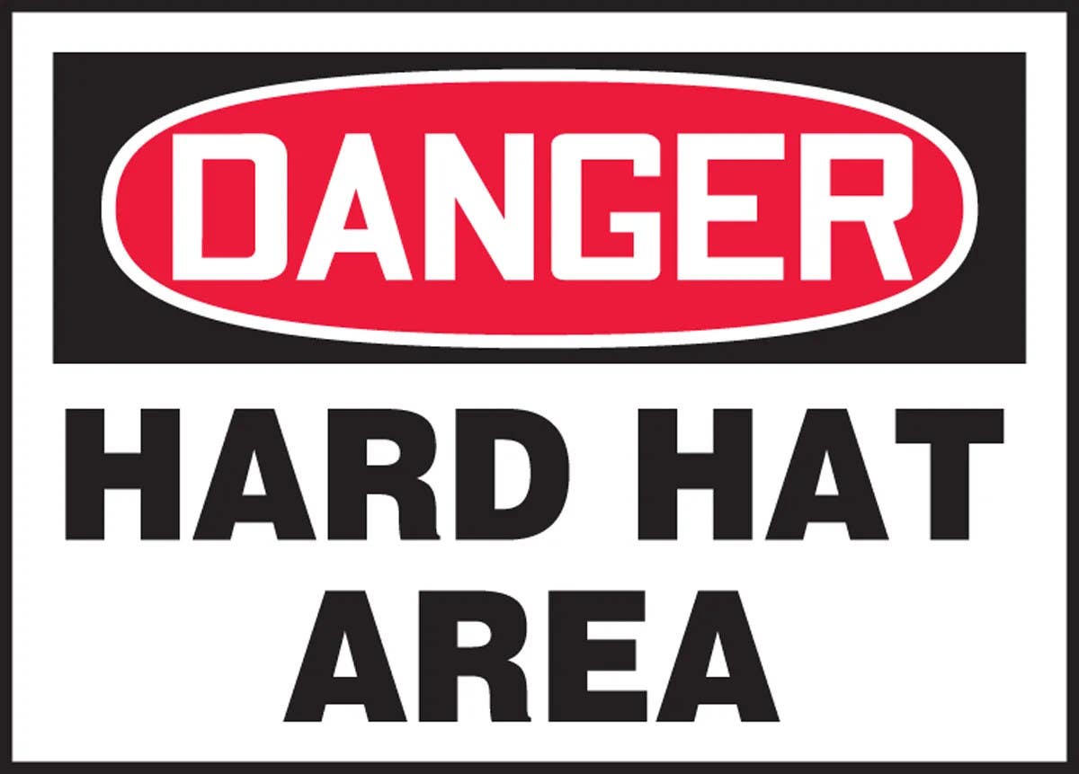 AccuformNMC MTMP104 OSHA Danger Signpad, Hard Hat Area, PF-Cardstock, 10" H x 14" W, 25/Pk