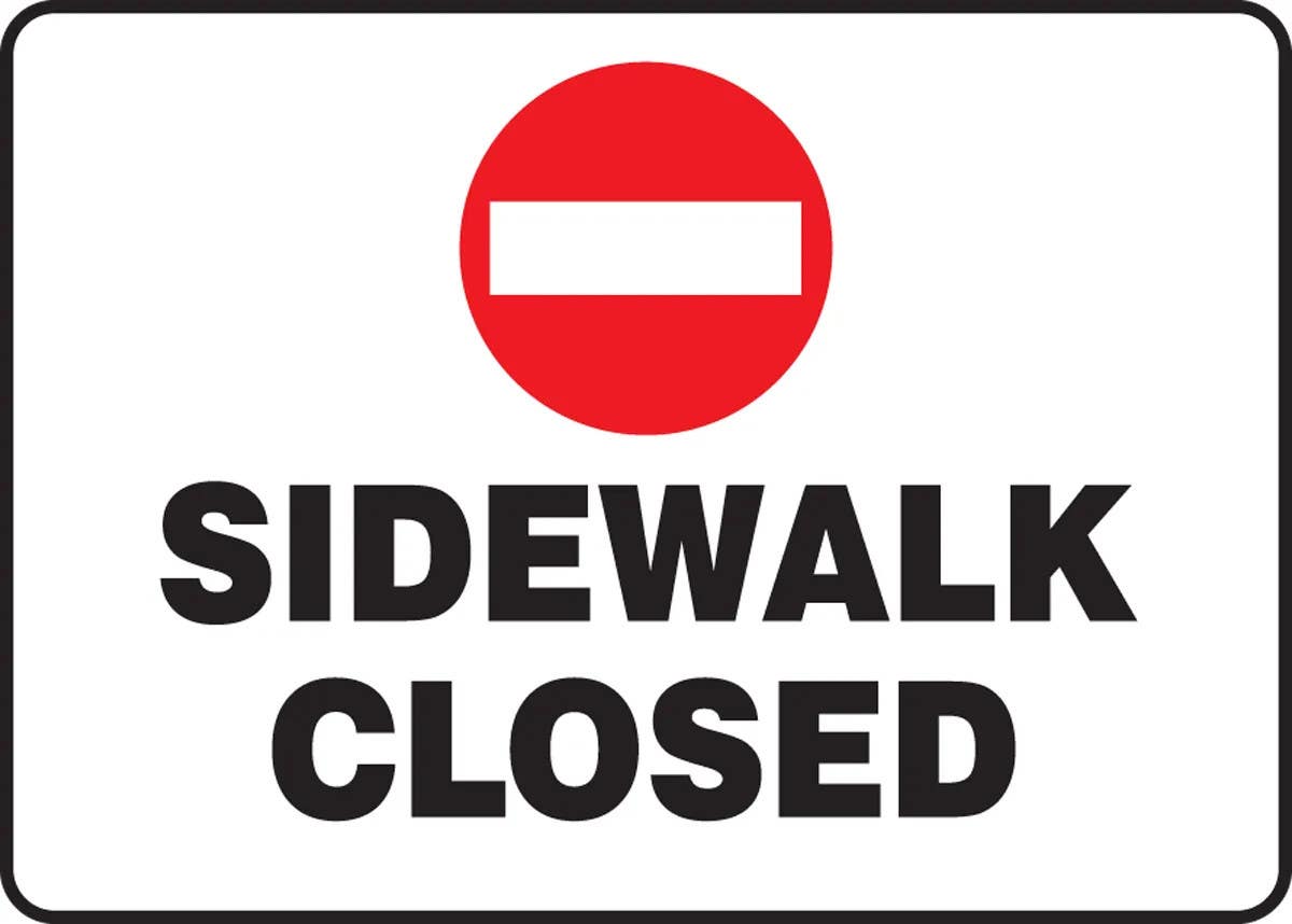 AccuformNMC MTMP519 OSHA Danger Signpad, Sidewalk Closed, PF-Cardstock, 10" H x 14" W, 25/Pk