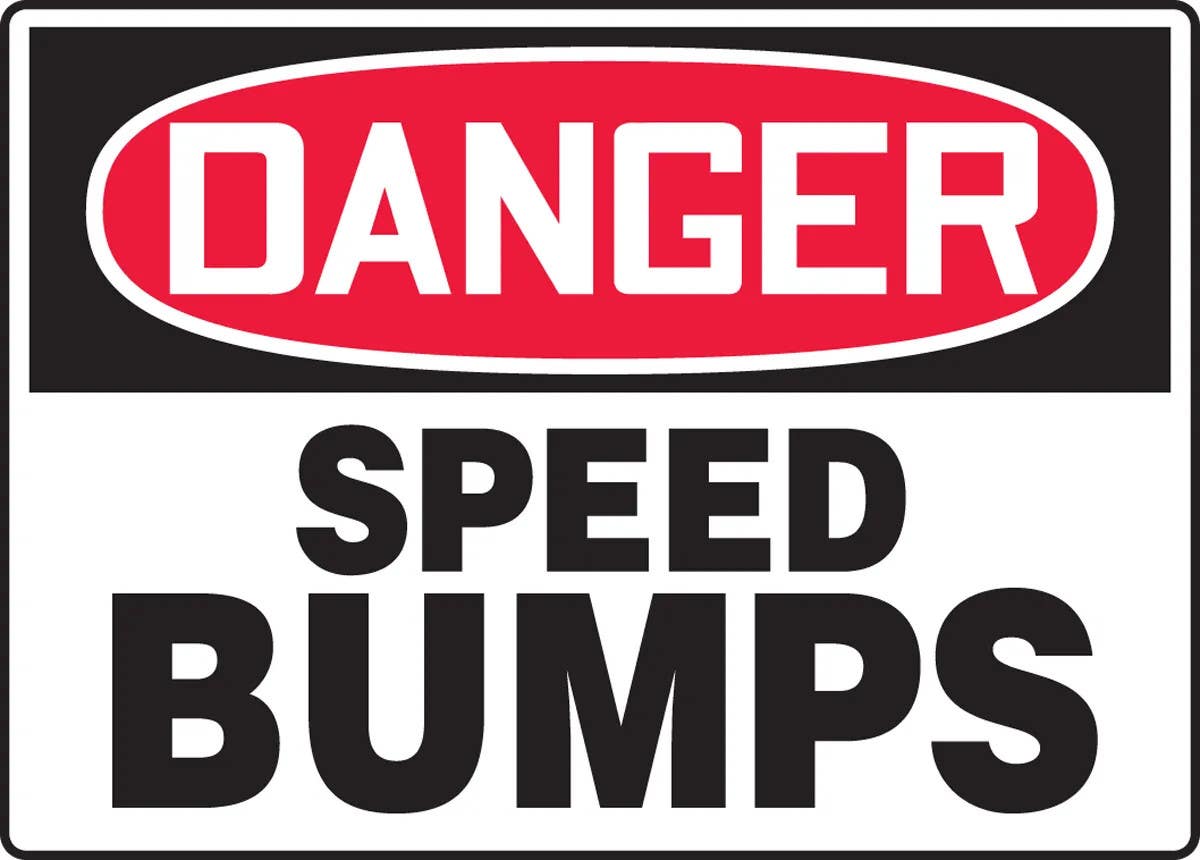 AccuformNMC MVHR012 OSHA Danger Safety Sign, Speed Bumps, 10" H x 14" W