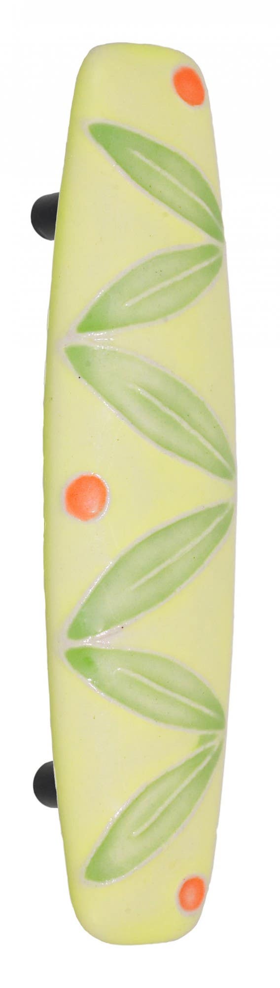 Acorn PP9Y Ceramic Door & Drawer Yellow Pull with Leaves & 3 Berries