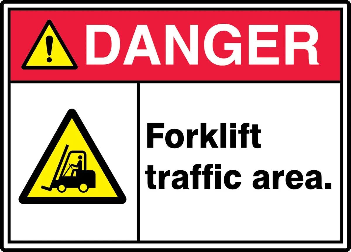AccuformNMC MVHR02 ANSI ISO Danger Safety Sign, Forklift Traffic Area