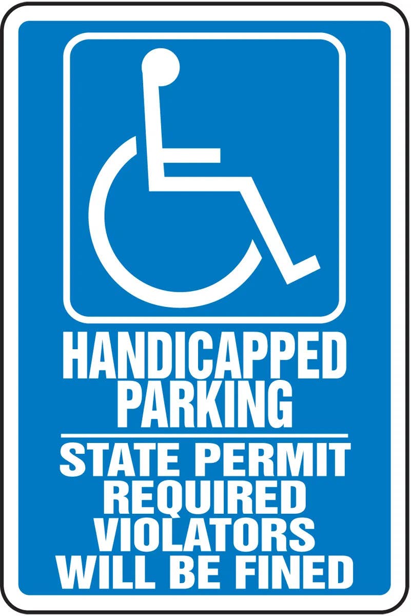 AccuformNMC MVHR444 Handicapped Parking Safety Sign, State Permit Required Violators Will Be Fined, 18" H x 12" W