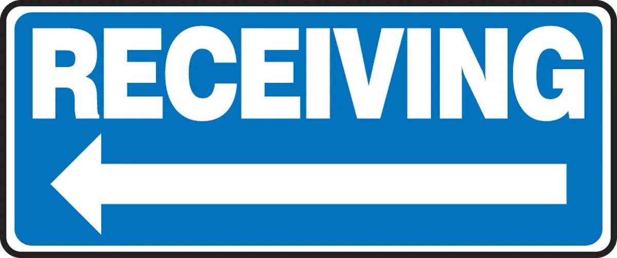 AccuformNMC MVHR598 Safety Sign, Receiving (Left Arrow), 7" H x 17" W