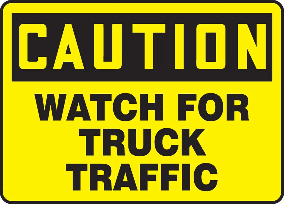 AccuformNMC MVHR6 OSHA Safety Sign, Watch For Truck Traffic