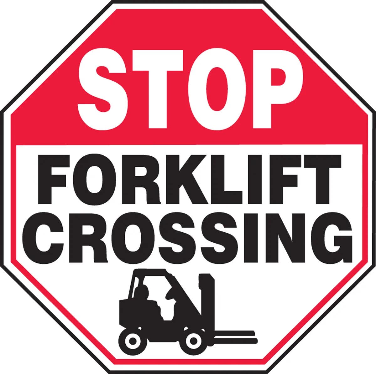 AccuformNMC MVHR9 Stop Safety Sign, Forklift Crossing, Octagon