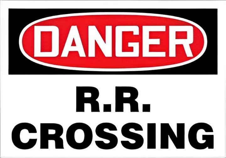 AccuformNMC MVTR111 OSHA Danger Safety Sign, R.R. Crossing, 18" H x 24" W