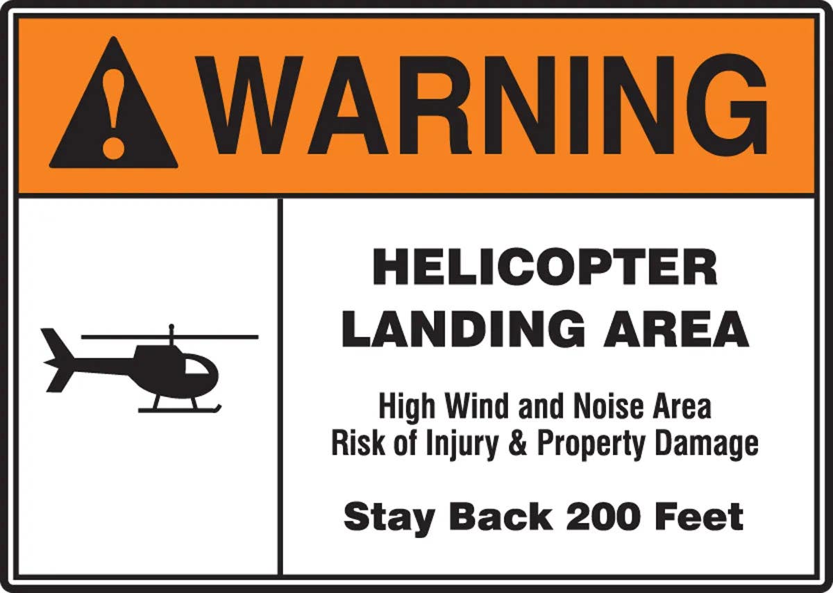 AccuformNMC MVTR301 ANSI Warning Safety Sign, Helicopter Landing Area, 18" H x 24" W