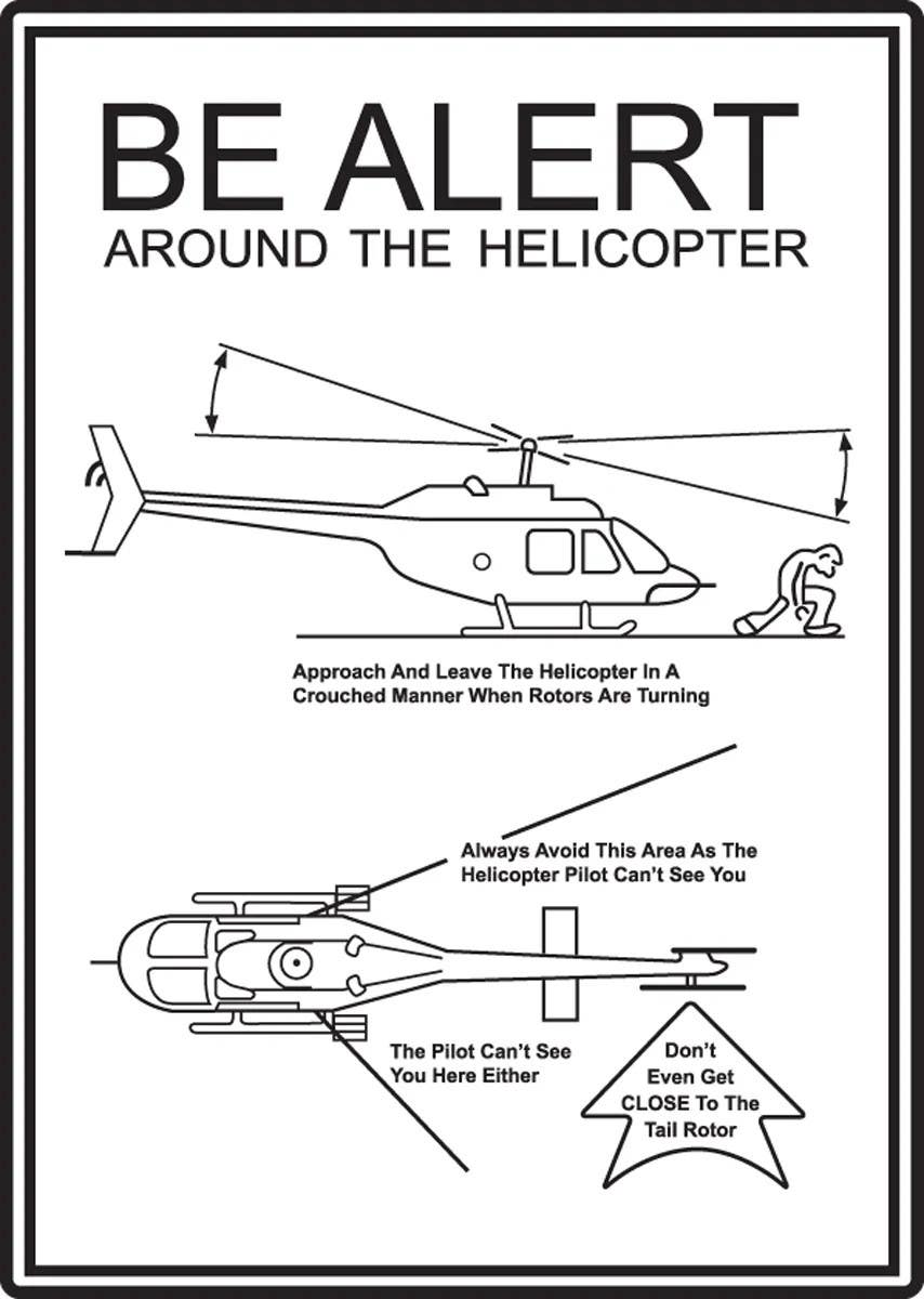 AccuformNMC MVTR501 Be Alert Around The Helicopter, Heliport Sign, 24" H x 18" W