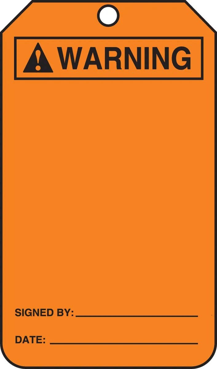 AccuformNMC MWGT202 OSHA Warning Safety Tag, Blank, 5-3/4" H x 3-1/4" W, 5/PK