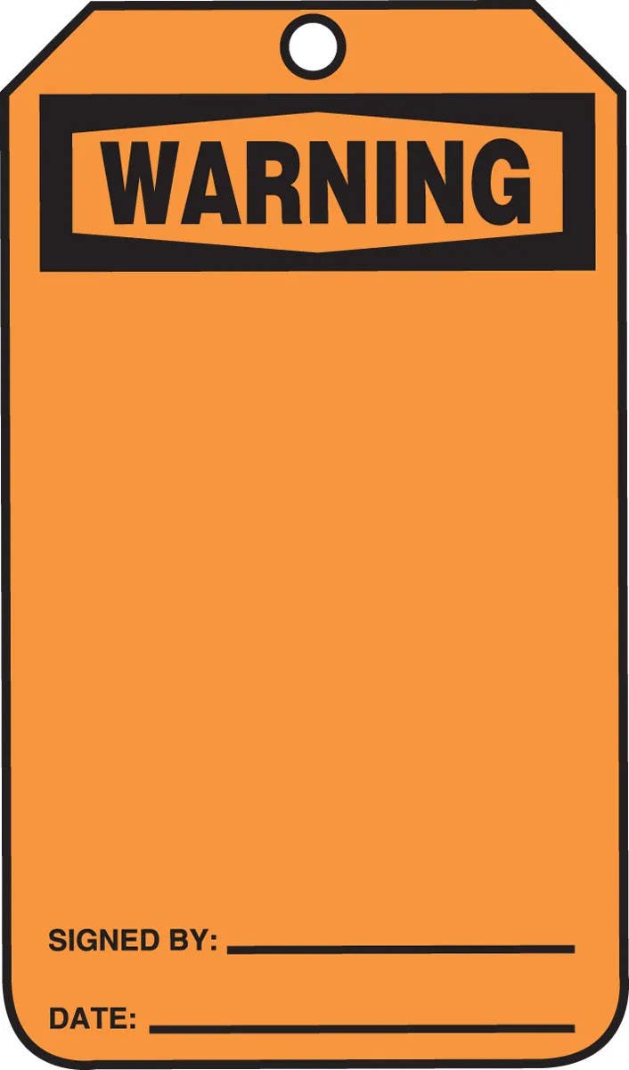 AccuformNMC MWGT205 OSHA Warning Safety Tag, Blank, 5-3/4" H x 3-1/4" W, 5/PK