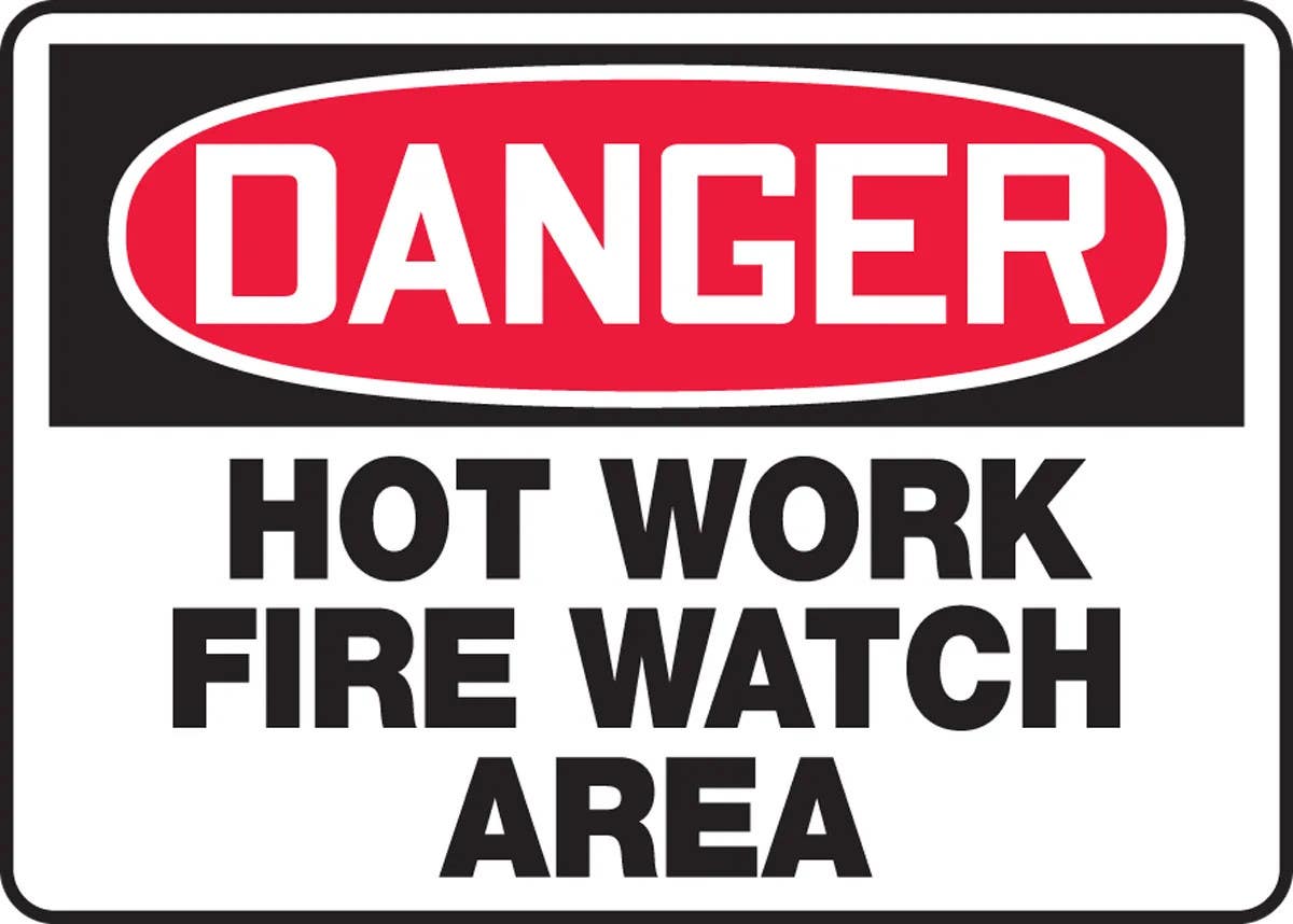 AccuformNMC MWLD020 OSHA Danger Safety Sign, Hot Work, Fire Watch Area, 10" H x 14" W