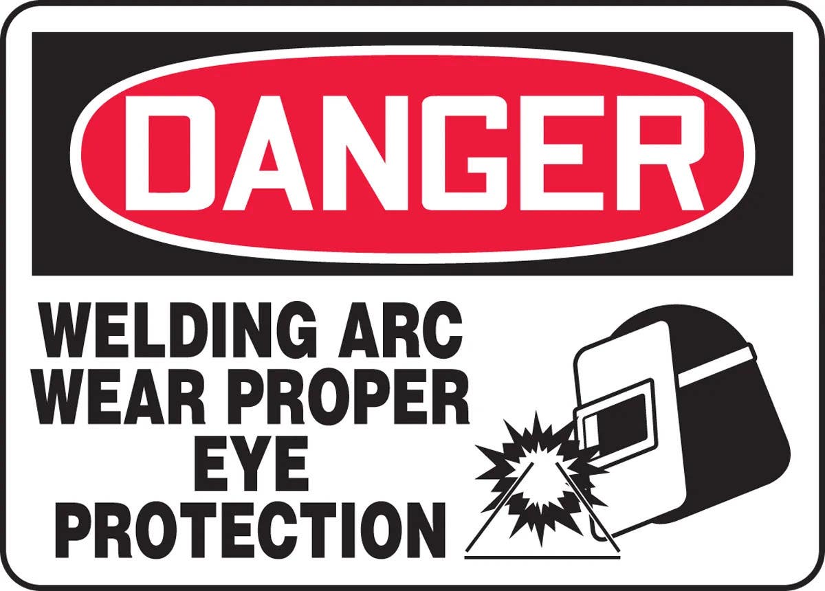 AccuformNMC MWLD115 OSHA Danger Safety Sign, Welding Arc, Wear Proper Eye Protection, 10" H x 14" W