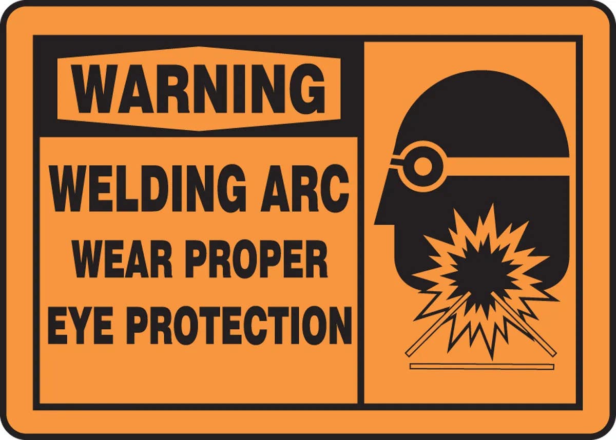 AccuformNMC MWLD30 OSHA Warning Safety Sign, Welding Arc, Wear Proper Eye Protection