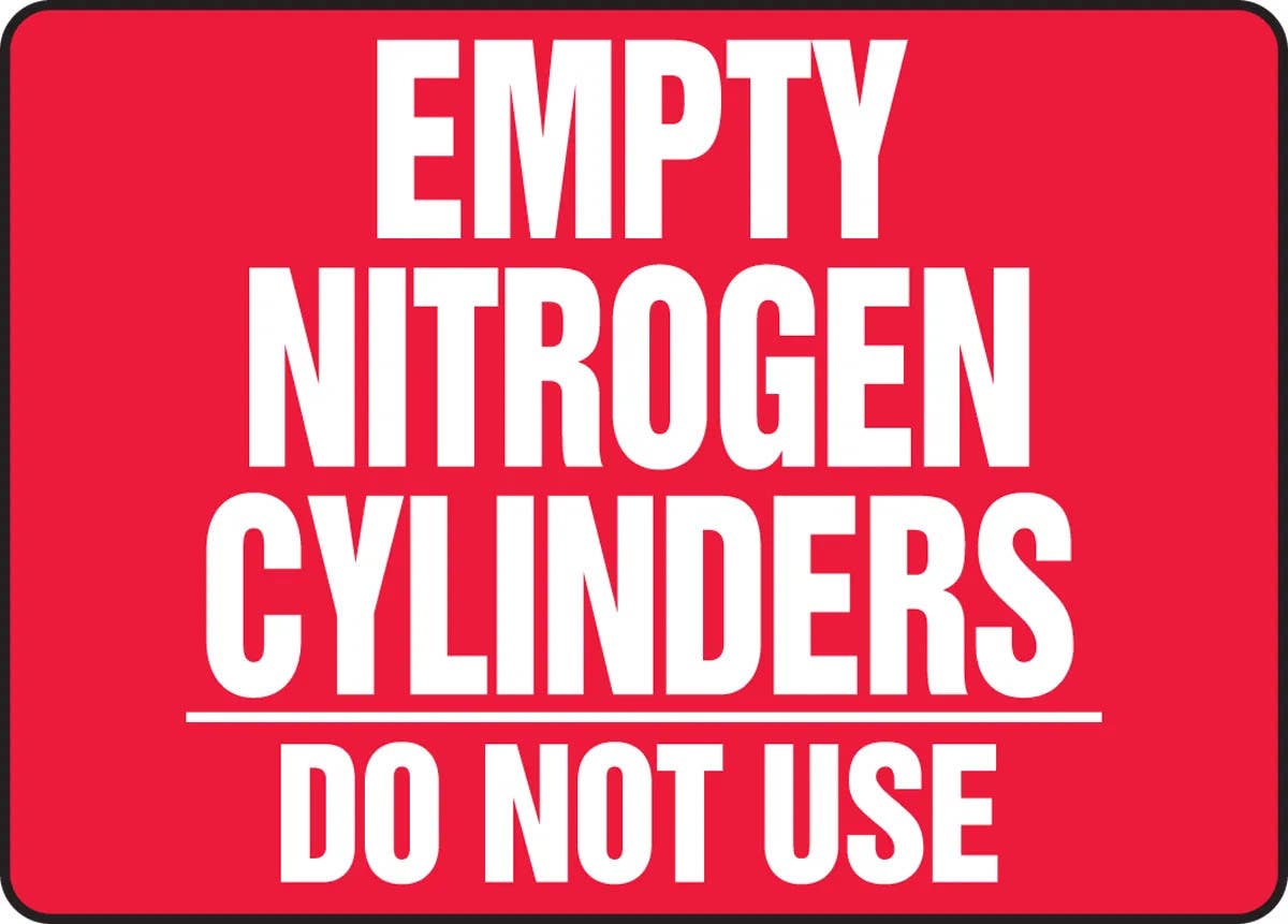 AccuformNMC MWLD506 Safety Sign, Empty Nitrogen Cylinders, Do Not Use, 10" H x 14" W