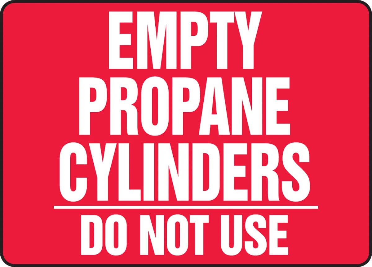 AccuformNMC MWLD510 Cylinder & Compressed Gas Sign, Empty Propane Cylinders, Do Not Use, 10" H x 14" W