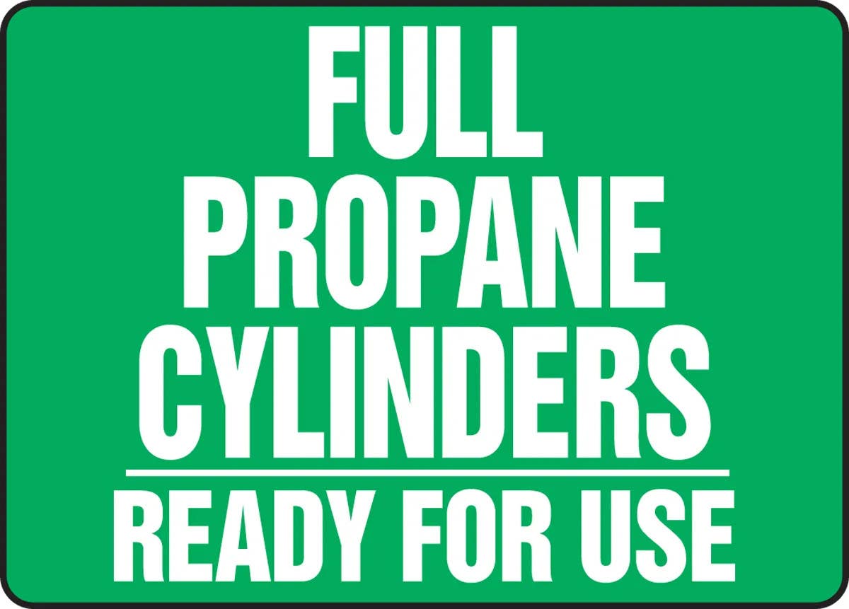 AccuformNMC MWLD512 Cylinder & Compressed Gas Sign, Full Propane Cylinders, Ready For Use, 10" H x 14" W
