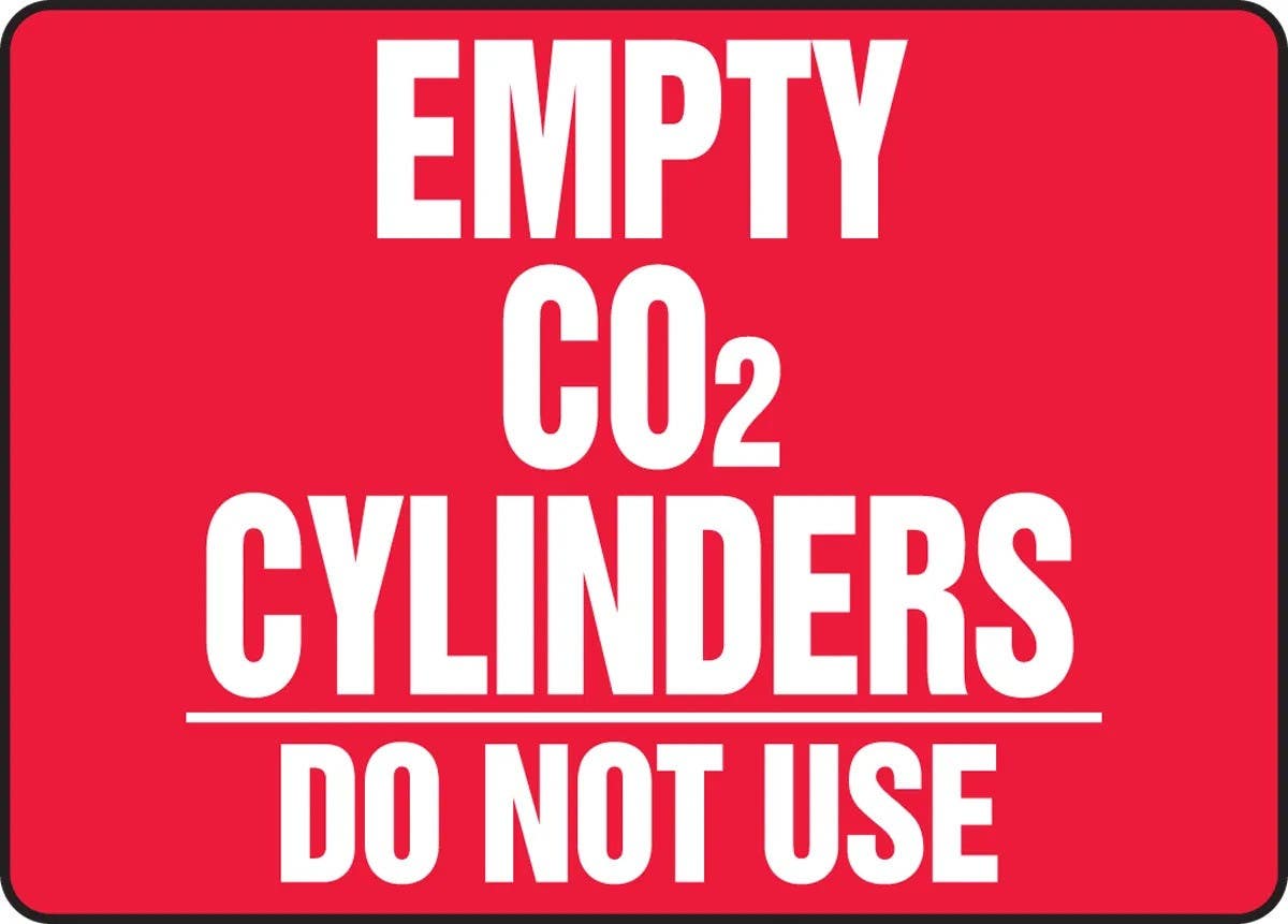 AccuformNMC MWLD514 Cylinder & Compressed Gas Sign, Empty Co2 Cylinders, Do Not Use, 10" H x 14" W