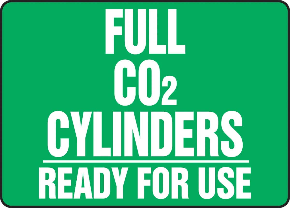 AccuformNMC MWLD516 Cylinder & Compressed Gas Sign, Full Co2 Cylinders, Ready For Use, 10" H x 14" W