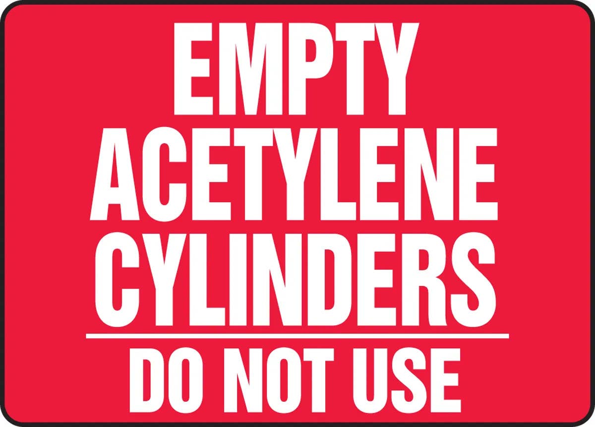 AccuformNMC MWLD518 Cylinder & Compressed Gas Sign, Empty Acetylene Cylinders, Do Not Use, 10" H x 14" W