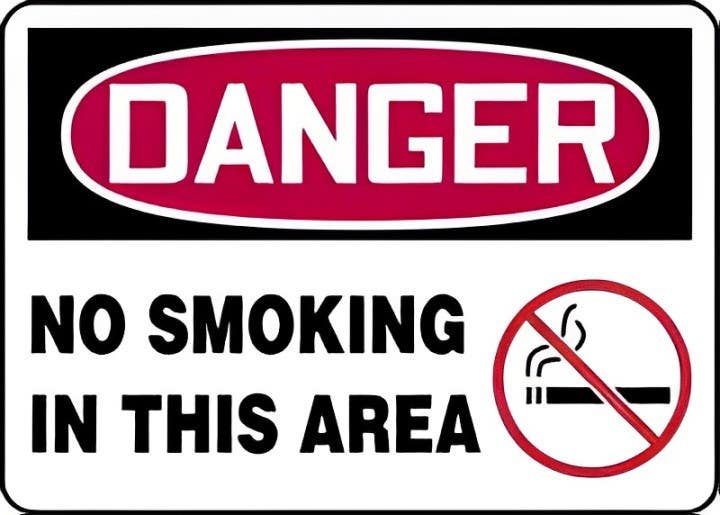AccuformNMC MWLDD07 OSHA Danger Safety Sign, No Smoking In This Area, 10" H x 14" W