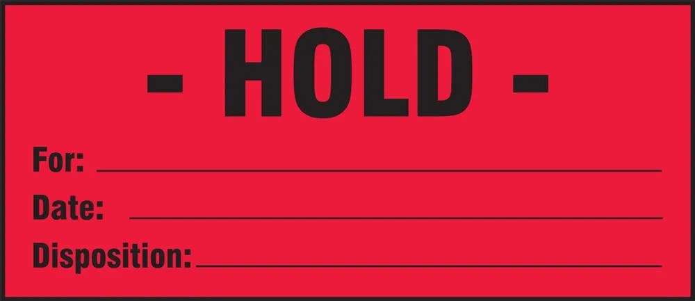 AccuformNMC MPC020PS5 Transport & Shipping Label, Hold, For:__ Date: __..., Adhesive Coated Paper, 3" H x 7" W, 500/Roll