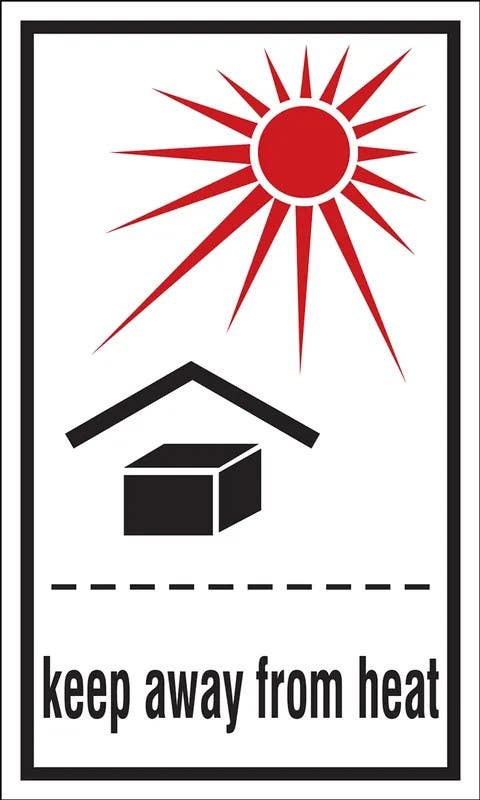 AccuformNMC MPC116 International Shipping Label, Keep Away From Heat, Adhesive Coated Paper, 5" H x 3" W, 500/Roll