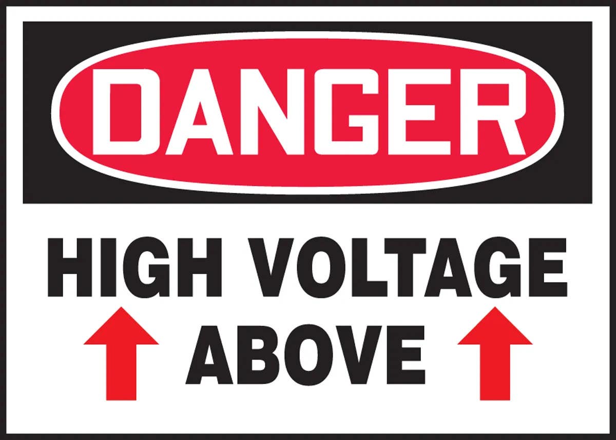 AccuformNMC MPCR100 OSHA Danger Corrugated Light-Duty Plastic Sign, High Voltage Above, 10" H x 14" W, 10/Pk