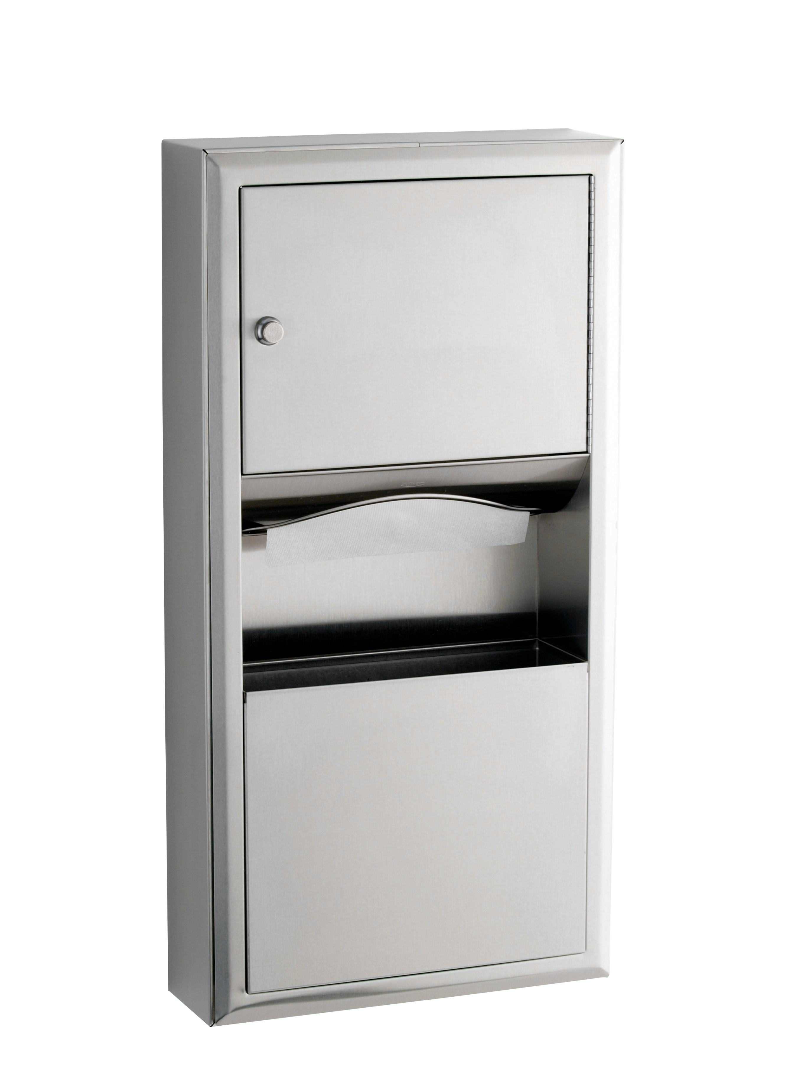Bobrick B-3699 ClassicSeries Surface-Mounted Paper Towel Dispenser & Waste Receptacle, Finish-Satin